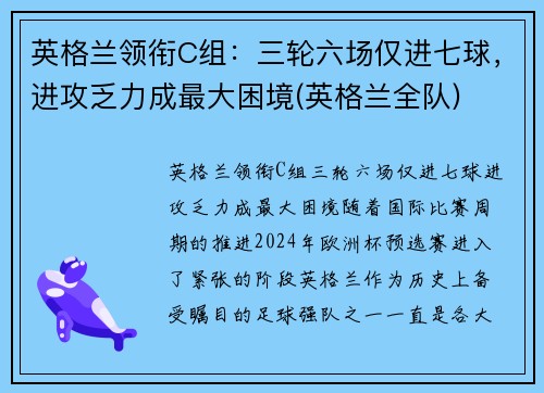 英格兰领衔C组：三轮六场仅进七球，进攻乏力成最大困境(英格兰全队)